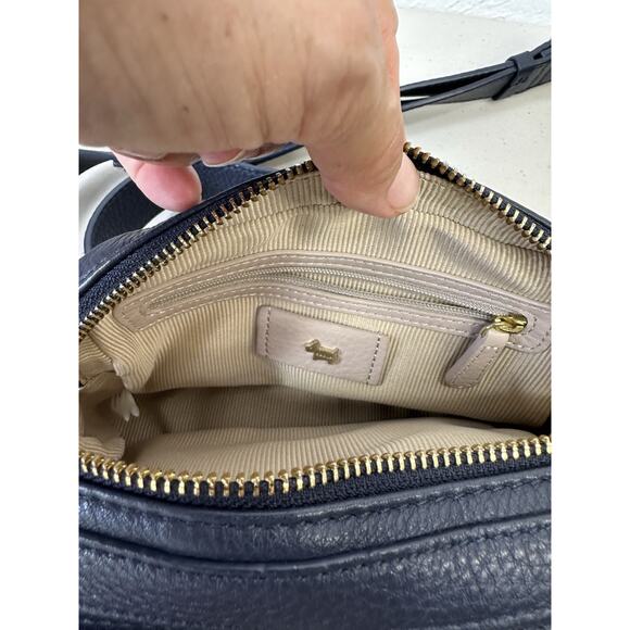 Radley London Hello Lovely Navy Grey Leather Small Crossbody Bag Luxury Dual zip - Picture 10 of 16